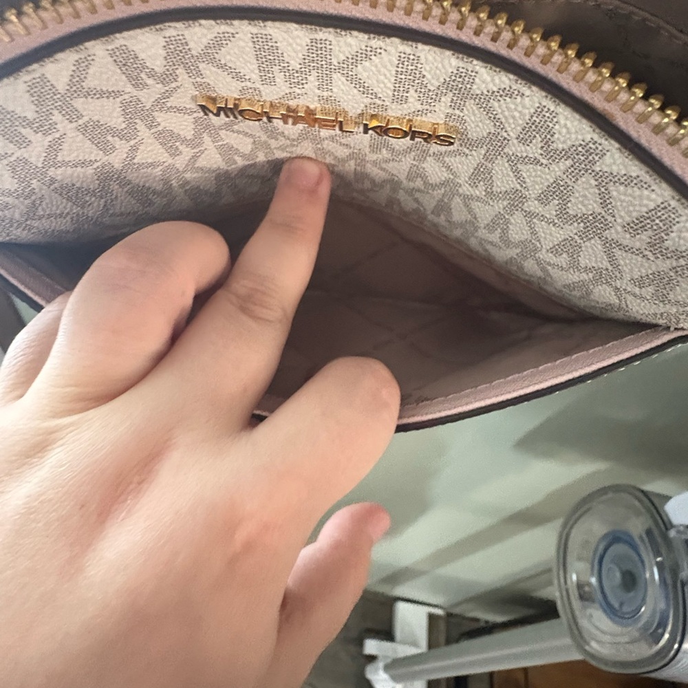 Michael Kors White and Gray Monogram Cosmetic Bag - Picture 3 of 6